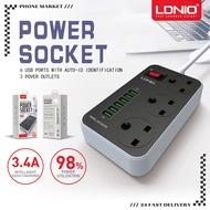 【SG Stock✔】LDNIO SK3662 Power Socket with UK 3 Pin + 6 USB Fast Charger 250V/2500W/10A Extension Charge Plug Adapter 2M