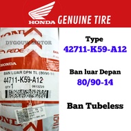 Front Outer Tire HONDA 80 /90-14 K59 - A12 Tubeless