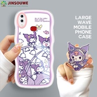 (พร้อมตัวยึด) Jinsouwe เคสโทรศัพท์ปลอกสำหรับ Samsung Galaxy A02 A03 A03 Core A03S A04 A04S A10เคส A10S สำหรับการ์ตูนเด็กหญิงเด็กชายทำนอง Kuromi เคสป้องกันหยักนุ่ม