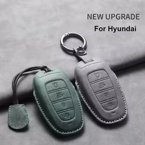 4 Buttons Leather Car Key Holder Case Cover for Hyundai Tucson Solaris Sonata Hybrid NEXO NX4 Santaf