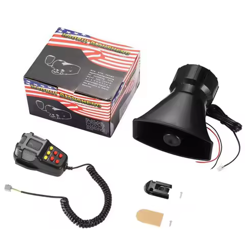 7 Sound Car Alarm Horn DC 12V 100W 125dB with MIC Loud Motorcycle Siren Vehicle SUV Warning Loudspea