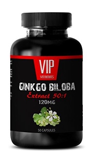 VIP VITAMINS Memory and Concentration Supplements - Ginkgo BILOBA 120MG - Extract 50:1 - Gingko bilo