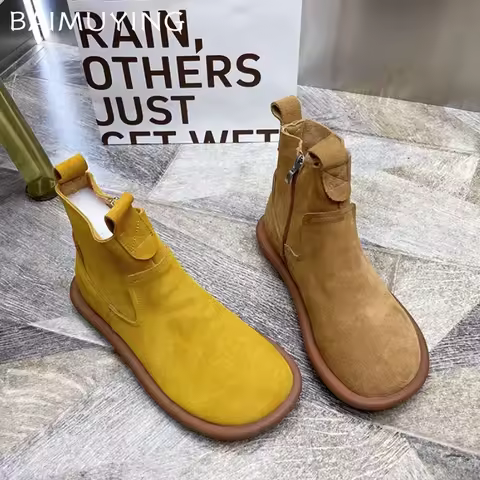 Flats Snow Ankle Boots Women Suede Casual Sneakers Shoes Woman 2024 Trend Winter New Brand Walking C