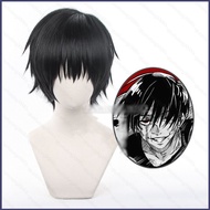 HT Jujutsu Kaisen Fushiguro Toji Cosplay Wig Black Warped Short Hair Halloween Party Cosplay Decor H