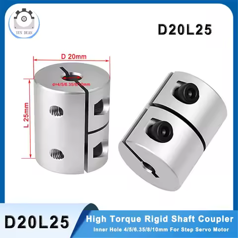 High Torque D20L25 Rigid Coupler Aluminium Alloy Lead Screw Coupling 4/5/6/6.35/8/10mm For Step Serv