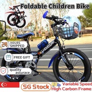 【SG Local Seller】18-22Inch Variable Speed Foldable Bicycle Folding Bike For 6-18 Years Old Children Biyclce Folding Bicycle Mountain Bike School Student Kids Bike 6-Speed Kids Bicycle Adult Bicycle Non-slip Waterproof 儿童自行车 大人自行车 山地车