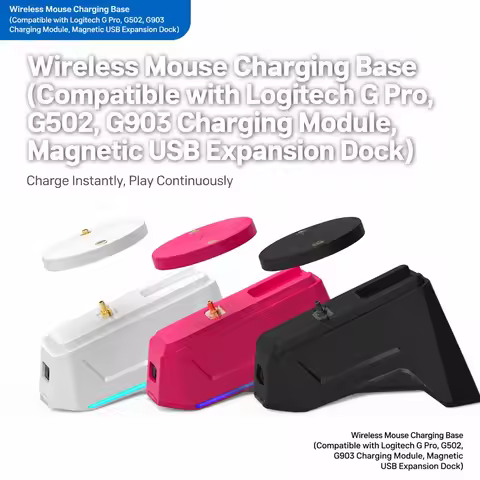 Charging Dock For Logitech G502 G903 Wireless Mouse With Magnetic Adapter USB Hub Extender Includes 