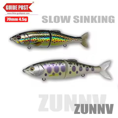 GUIDE POST Mini ZUNNV 2 Jointed Bait 70mm 4.5g Slow Sinking Artificial Fishing Lure For Freshwater