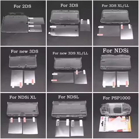 Plastic Clear Crystal Shell Skin Case Cover For New 2DS 3DS XL LL NDSL For DSi NDSi XL LL Screen Pro