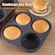 LS[Ready Stock] Hamburger Bun Mold Baking Hamburger Bread Pan Non-Stick Silicone Mold Dishwasher Saf