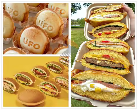 Gelato Panini Press 120MM Sandwich Press Flying Saucer Hamburger Maker UFO Burger Machine UFO Ice Cr