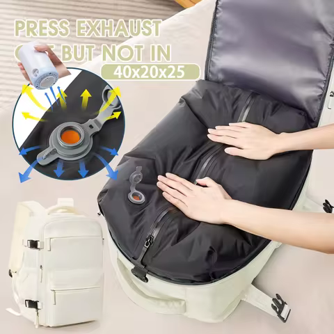 Men Women Air Vacuum Compression Travel Backpack 15.6in Laptop Backpack, Vacuum Clothing Storage Bag