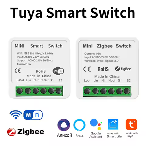 ZigBee WiFi Smart Switch 2-Way Control 110-240V 16A Intelligent Breaker Tuya/Smart Life App Works wi