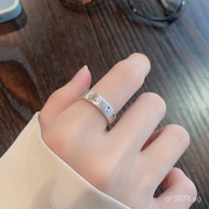 Joyful Vintage Retro Auspicious Ring with Good Meaning Pattern Trendy Matte Peaceful Xuan Yun Pure S
