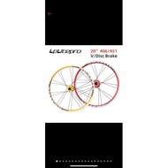 LP Litepro folding wheelset 451 disc brake small wheel road bike 20 inch 2 and 5 Bearings (READY STOCK LOCAL SELLER)