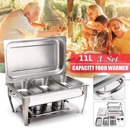 ★MIRROR★ Buffet tray set  11L Foldable Stainless Steel Square Buffet Stove Dish Set Container Food W