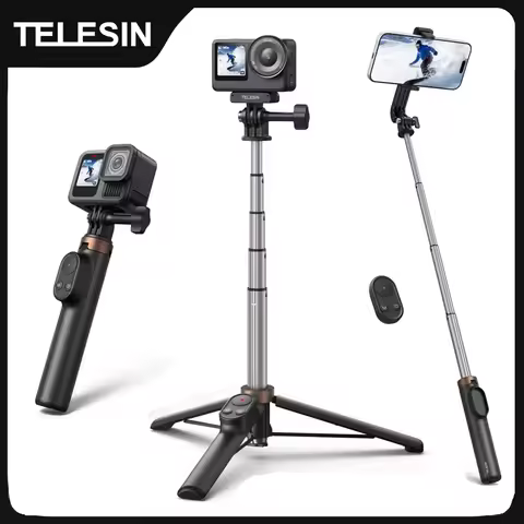TELESIN Remote Control Wireless Bluetooth Selfie Stick Tripod For DJI OSMO Action 4 5pro 6 360 Gopro