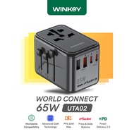 Universal Travel Adapter WINKEY 65watt GAN PPS 4 USB Port &amp; USB C -UTA03
