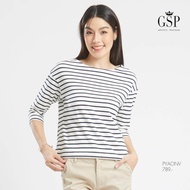 เสื้อยืด เสื้อยืดผู้หญิง GSP Blouse Lucky Stripes Long Sleeve Blouse เสื้อยืดแขนยาวลายริ้ว