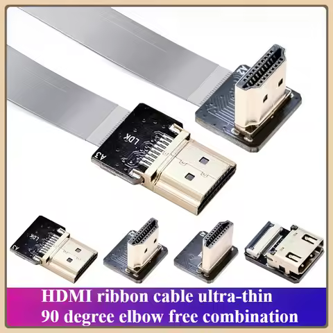 FPV HDMI-Compatible Connector Flexible Flat Cable Raspberry Pi 4 Micro HDMI to HDMI/Mini HDMI Female