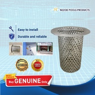 NZP 100MMØ STAINLESS STEEL STRAINER FOR 4″ OVERFLOW PIPE MOUNTING - NEZOD POOLS / SWIMMING POOL
