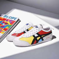 2025 Original Tiger Shoes Mexico 66 Fashionable and Comfortable Leather Shoes Hand-painted White/blu