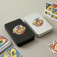A durable iron storage case for UNO cards, waterproof and suitable for board games, headphones, and 