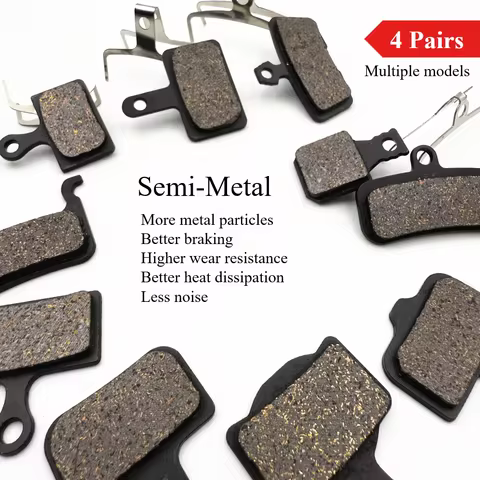 4Pairs Semi-Metal Disc Brake Pads for E-Scooters Mountain & Road Bike for Shimano B01S Deore Sram Le