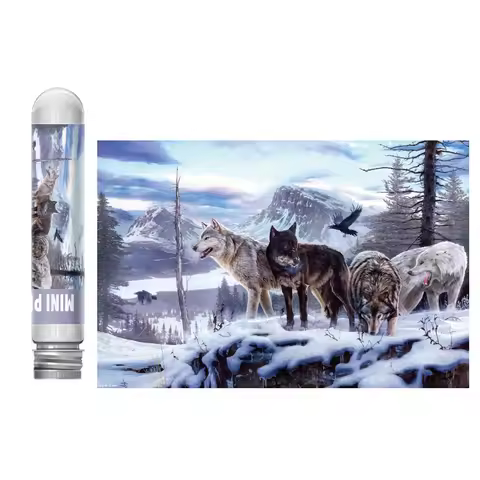 150PCS Mini Jigsaw Puzzle with Test Tube Decompression Toys Wolf Pack Puzzle for Aldult Family Decor