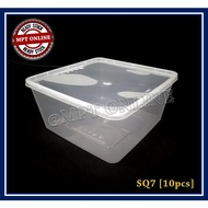 SQ7 Square Food Container with Lid / Plastic Food Storage / Bekas Makanan Plastik Segi Empat [ 10pcs ]
