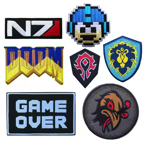 Game Over Embroidery Iron On Patches N7 Heart Container Fabric Clothing Accessories Gifts for Men Wo