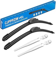 CJPPPZIW® Windshield Wiper Blades-16"+16" and White Windshield Wipers Arm Cover Trim Front Window Wi