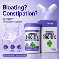 Premium TriHealth Advance Probiotic 30 Capsules – Dual Action Digestive & Gut Health Support | 100% 