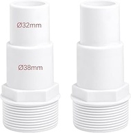 Pool Hose Connector, Hose Nozzle Pool Set Diameter 32/38 mm to 1.5 Inch Hose Barb, White