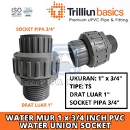Watermur External Thread TS 1 x 3/4 TRILLION Union PVC 1" x 0.75" Watermoor