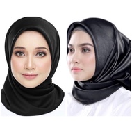 RoseStore ~ Bawal satin premium Bidang 45 / Bawal cornskin all black warna hitam