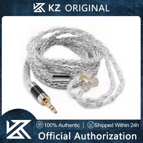 KZ Earphones Cable 8 Core Silver Blue Hybrid 784 Cores Silver Plated Upgrade Cable Heaset Wire For K