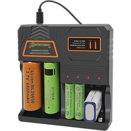 18650 Battery Charger,4 Bay USB Smart Lithium Battery Charger with Scrolling Display, Compatible wit
