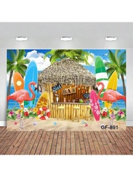 夏季熱帶衝浪派對背景沙灘衝浪板夏威夷生日裝飾背景照片攝影棚攝影道具
