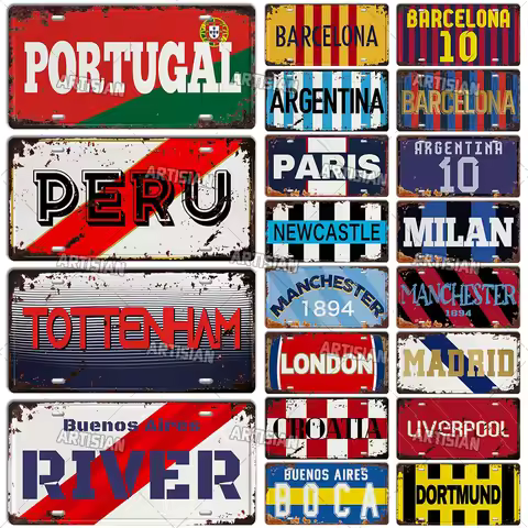 Artisian Vitnage Bayern Newcastle Leverkusen Tottenham Paris Car Plate Mancherster Liverpool Croatia