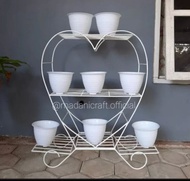 STANDING RAK POT BUNGA BESI MODEL LOVE 3 SUSUN MINIMALIS CANTIK