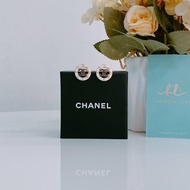 MS0344 香奈兒 海洋系列 救生圈 海軍風 耳環 Chanel CC Logo Circle Around White x GHW