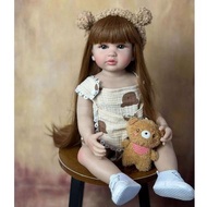 22Inch Reborn Mainan Boneka Bayi Perempuan Full Silikon Body Coklat