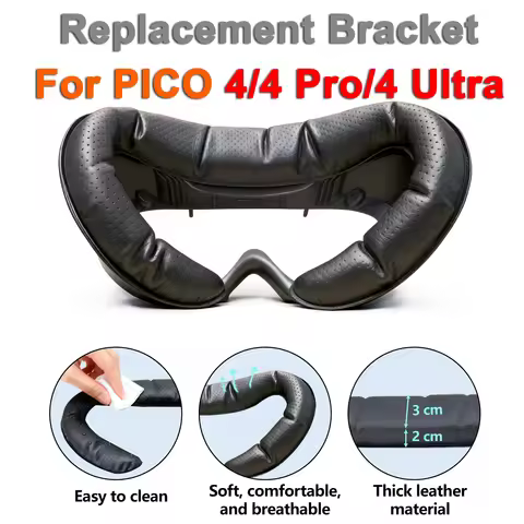 VR Facial Interface Lens Cap Kit For PICO 4/PICO 4 Pro/PICO 4 Ultra Widened PU Leather Mask Magnetic