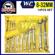 IRON BULL 8-32MM Set Spanar Kombinasi / COMBINATION SPANAR SET 14PCS COMBINATION WRENCH SPANNER SET(