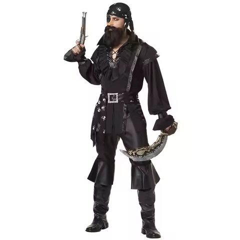 Pirate Costume Adult Cosplay Fancy Dress Carnival Pirates Purim Halloween Party Costume For Mens