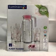 5PCS LUMINARC DRINK WATER SET / SET JAG & GELAS KACA / JUG & TUMBLER MUG TEA SET