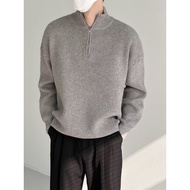 half zip sweater half zipper sweater H Half Zipper Simple Knitwear Lazy Style Turtleneck Sweater