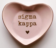 Sorority Shop Sigma Kappa Jewelry Dish - Heart-Shaped High-gloss finish Ceramic tray with Gold Detai