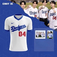 Enhypen Jersey Dodgers White Collar V Tshirt / Enhypen T Shirt / Dodger Enhypen Shirt / Unisex Summe